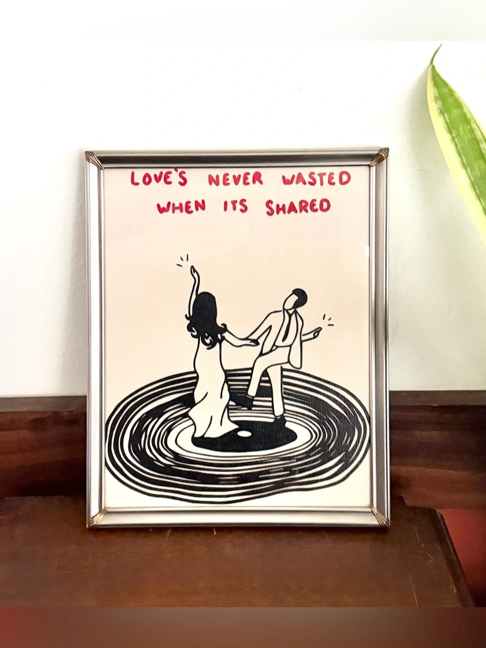 Love’s Never Wasted When It’s Shared Dancing Couple Vinyl Record Print Frame Art